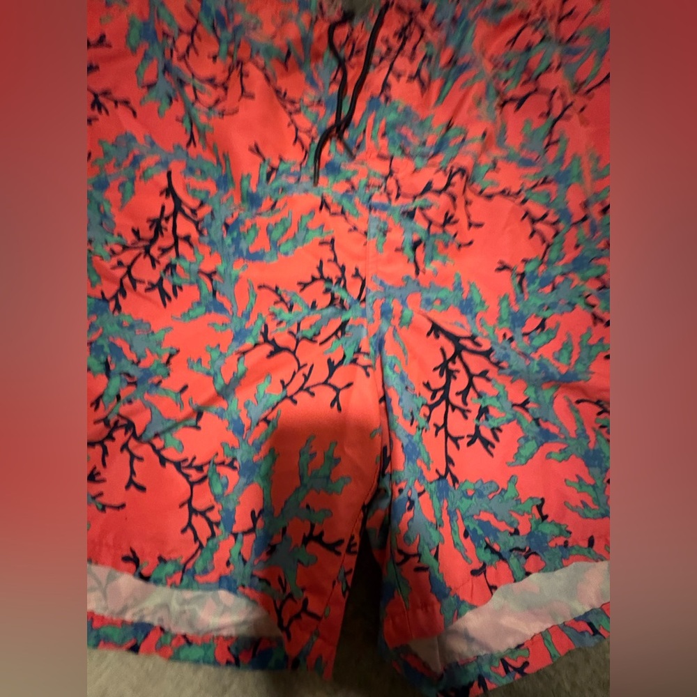 (B3) Old Navy Men's Printed‎ Coral Blue Wave Swim Trunks Shorts XXL - Picture 4 of 7